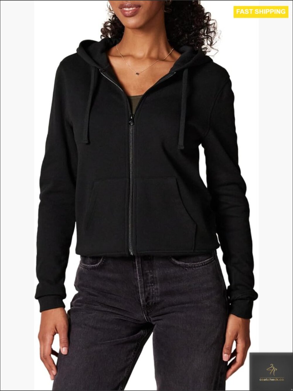 Women's Fleece Full-Zip Hoodie Classic Fit Adjustable Drawstring Hood